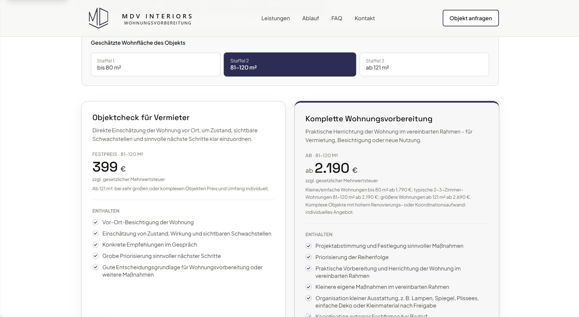 MDV Interiors Pricing