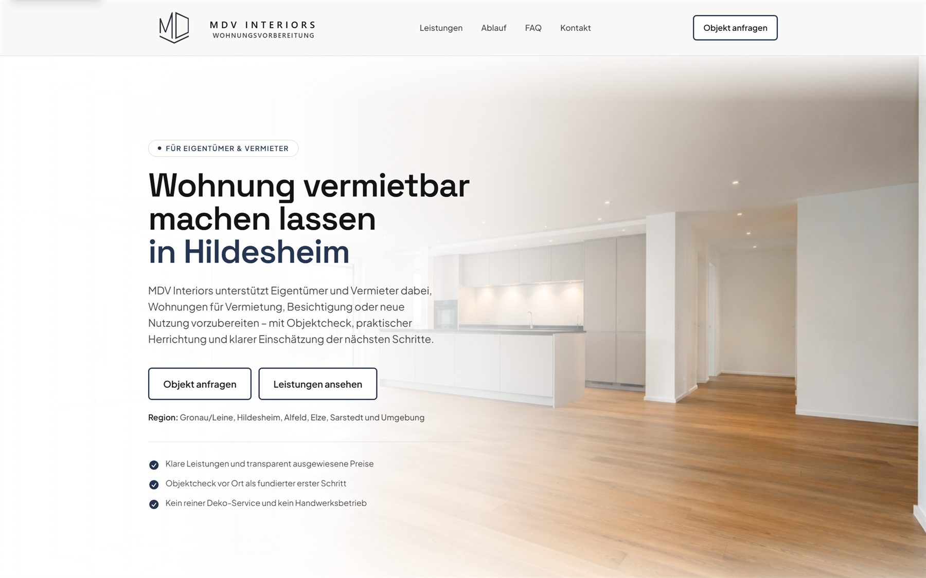 Website von MDV Interiors